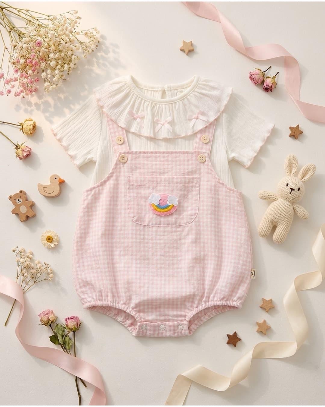 🌈 初夏のお出かけにぴったりな虹色ロンパース 👒

爽やかな可愛いレインボーチェック ロンパース